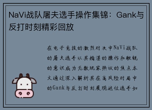 NaVi战队屠夫选手操作集锦：Gank与反打时刻精彩回放